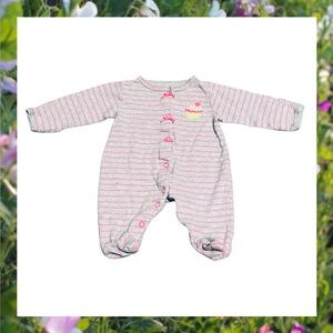 CARTERS Pink & Gray Footies Cozy One Piece Sleeper